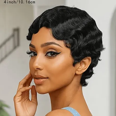 Finger wave curls wig